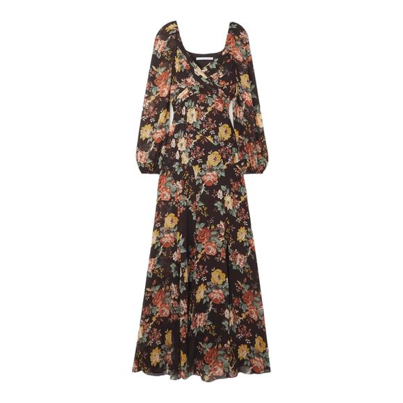 Veronica Beard Dress Avani wrap effect florl print silk chiffon maxi size 6 - Picture 1 of 10